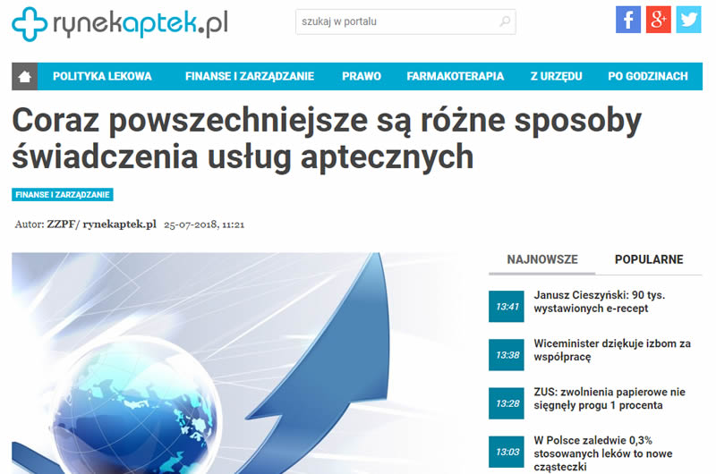 Read more about the article Media: Rynek Aptek o sposobach świadczenia usług aptecznych