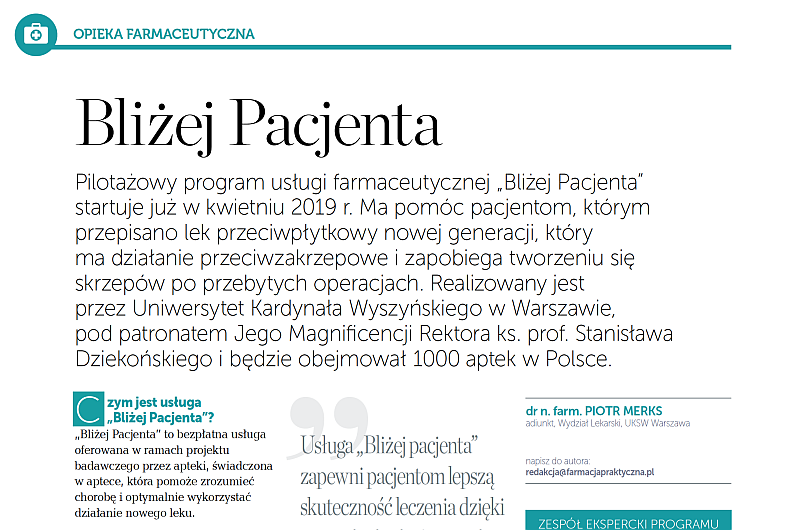 Read more about the article Farmacja Praktyczna o pilotażu!