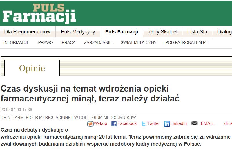 Read more about the article Czas dyskusji na temat wdrożenia opieki farmaceutycznej minął