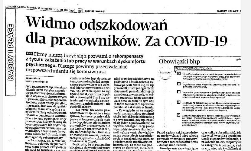 Read more about the article Odszkodowanie za pracę w czasie pandemii koronawirusa?
