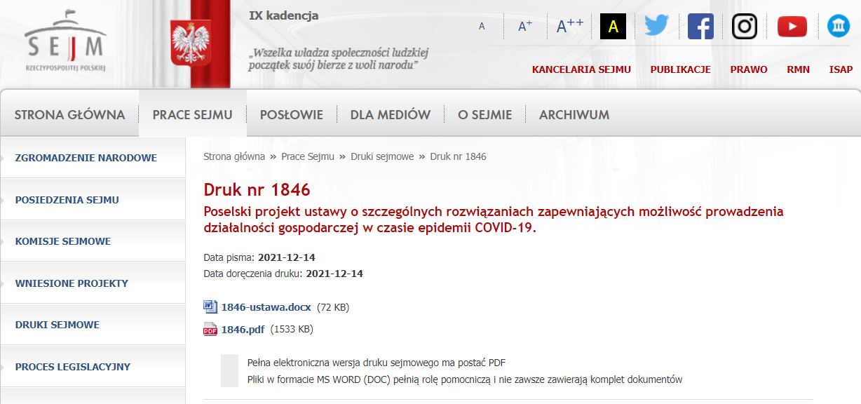 Read more about the article Projekt ustawy o działalności gospodarczej!!!